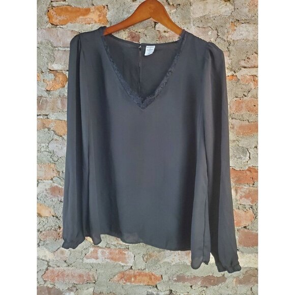 Melrose Tops - Melrose And Market Black Blouse Womens Sz XL Lace Shirt Top